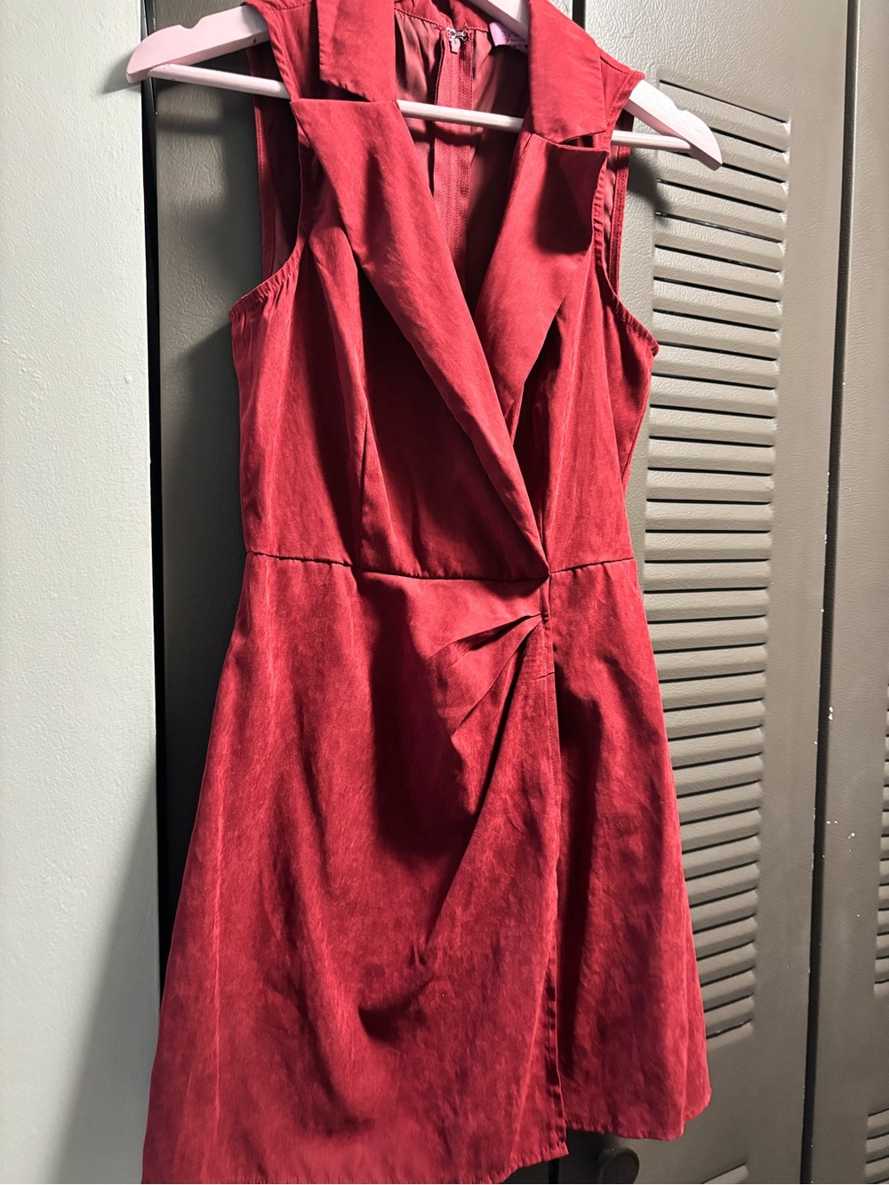 Francesca's Collections Crimson Sleeveless Wrap Mini Dress